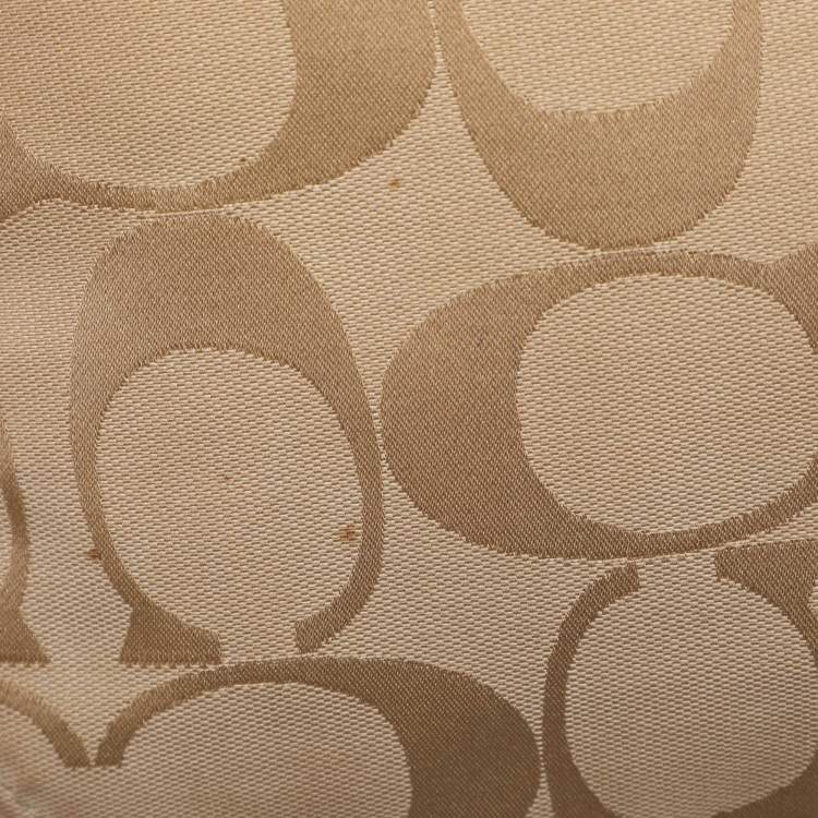 Pre Owned Coach Beige/Gold Canvas and Leather Zoe Hobo