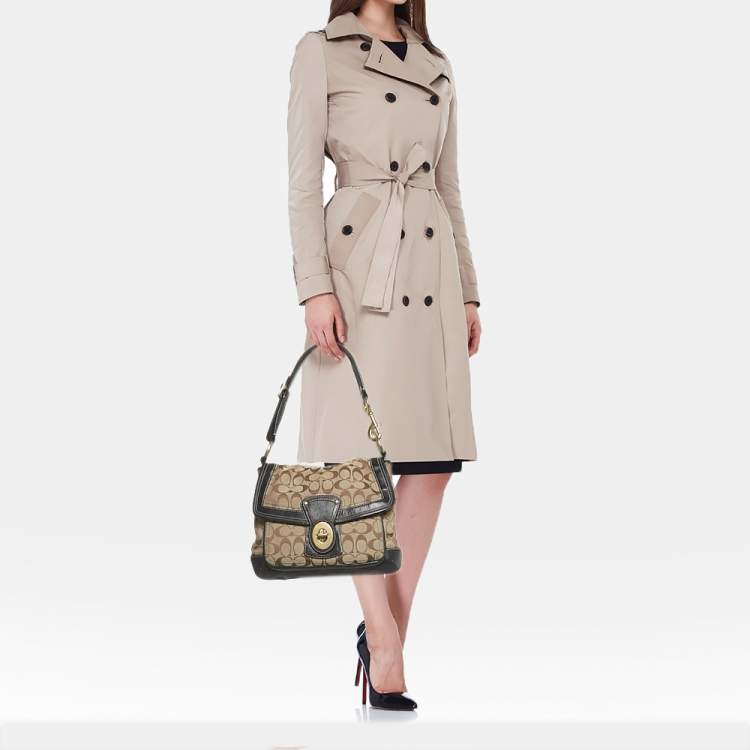 Pre Owned Coach Beige/Brown Canvas and Leather Legacy Shoulder Bag