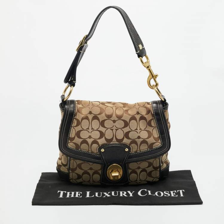 Pre Owned Coach Beige/Brown Canvas and Leather Legacy Shoulder Bag