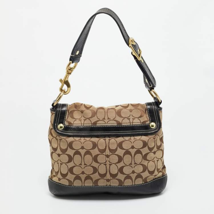 Pre Owned Coach Beige/Brown Canvas and Leather Legacy Shoulder Bag