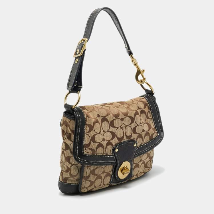 Pre Owned Coach Beige/Brown Canvas and Leather Legacy Shoulder Bag