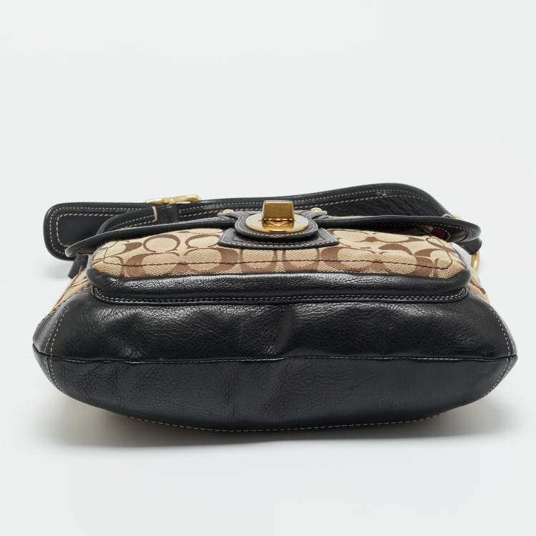 Pre Owned Coach Beige/Brown Canvas and Leather Legacy Shoulder Bag