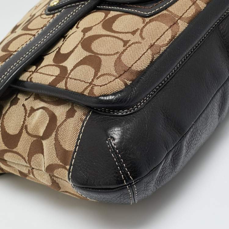 Pre Owned Coach Beige/Brown Canvas and Leather Legacy Shoulder Bag