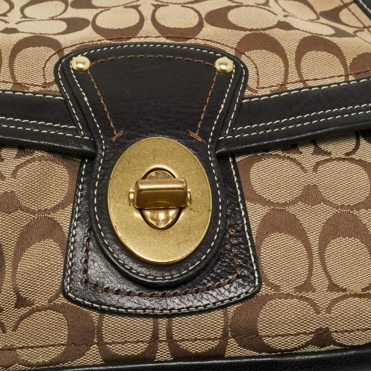 Pre Owned Coach Beige/Brown Canvas and Leather Legacy Shoulder Bag