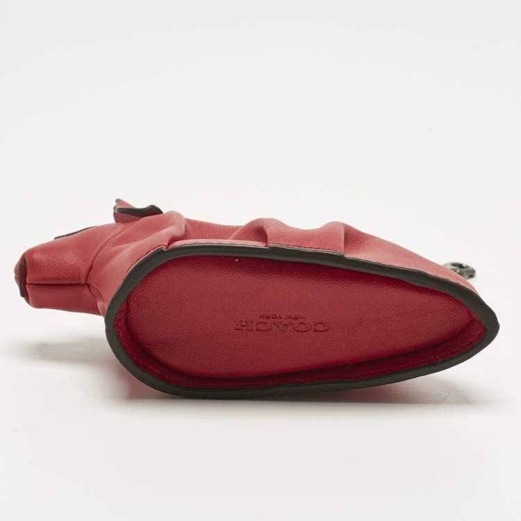 Pre Owned Coach Red/Orange Leather Tricky Triceratops Dinosaur Coin Purse