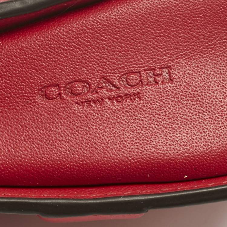 Pre Owned Coach Red/Orange Leather Tricky Triceratops Dinosaur Coin Purse