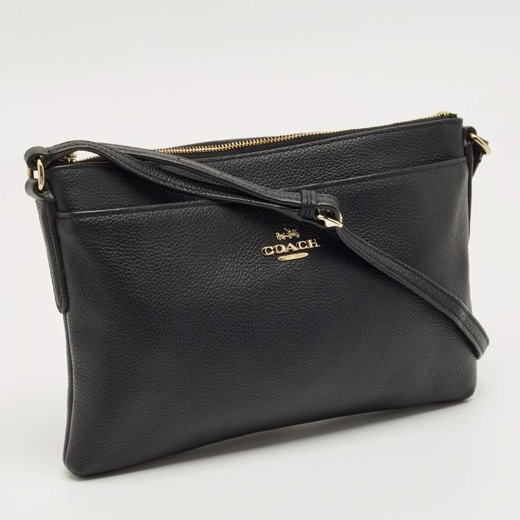 Pre Owned Coach Black Leather Journal Crossbody Bag