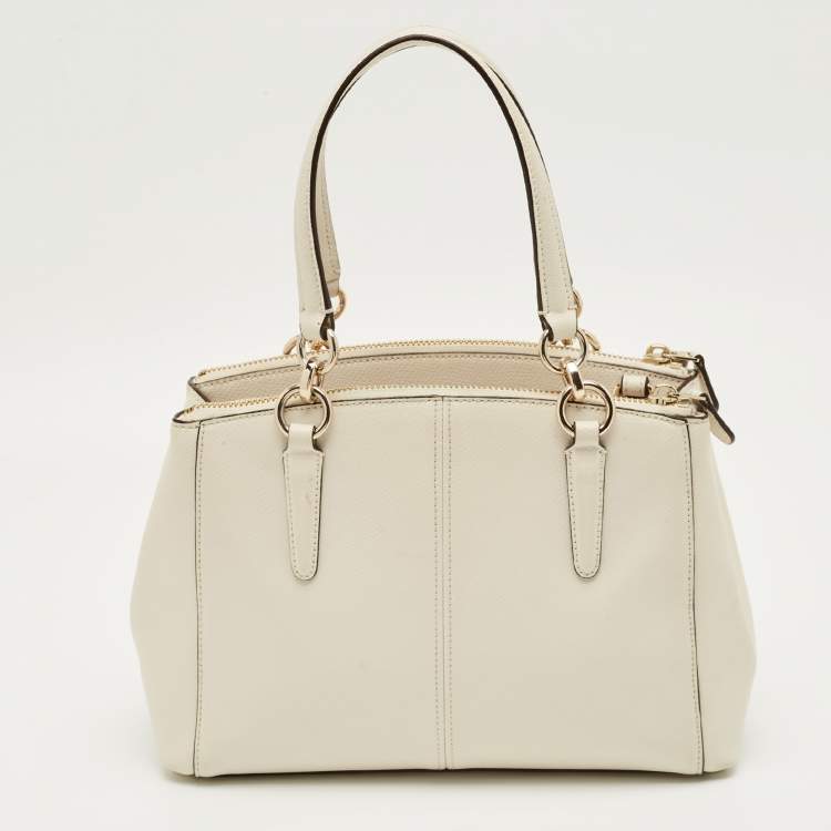 Pre Owned Coach Off White Leather Christie Carryall Satchel