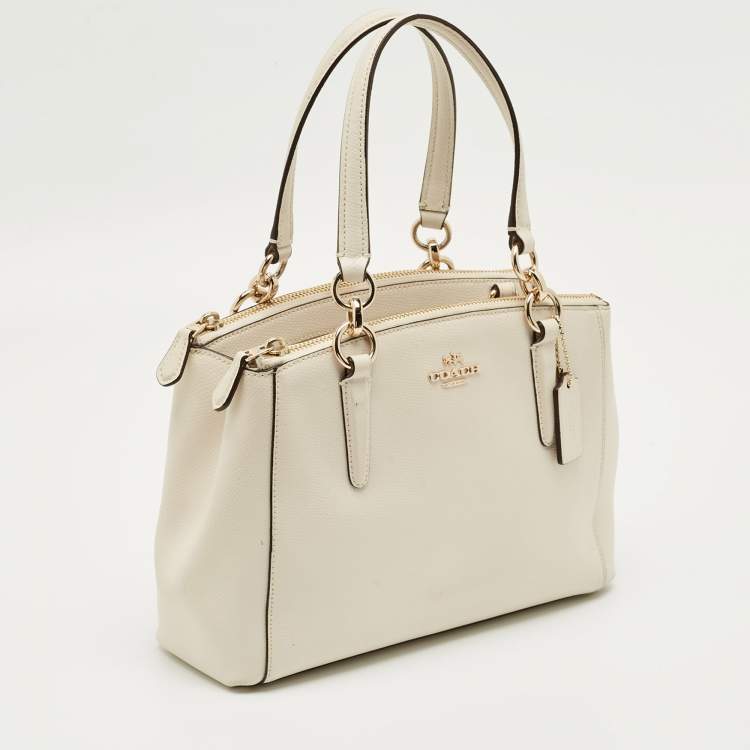 Pre Owned Coach Off White Leather Christie Carryall Satchel
