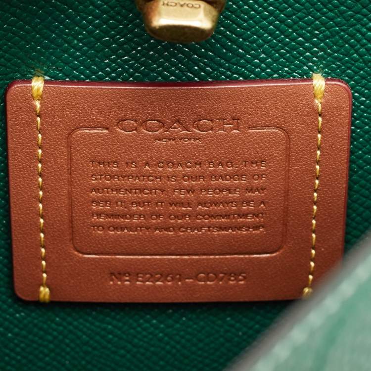 Pre Owned Coach Green Signature Embossed Leather Willow Bucket Bag