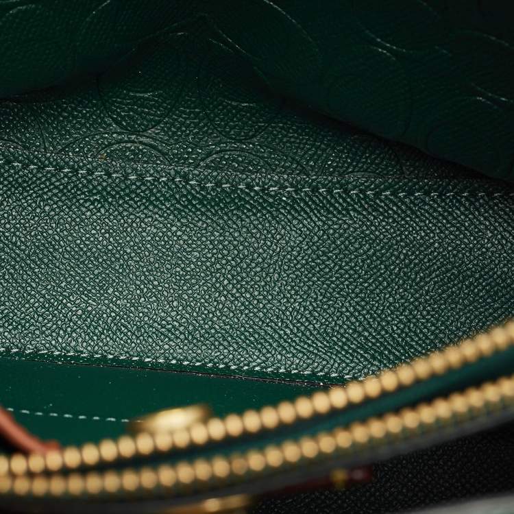 Pre Owned Coach Green Signature Embossed Leather Willow Bucket Bag
