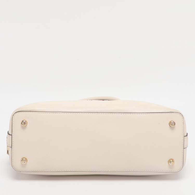 Pre Owned Coach Beige/Cream Signature Coated Canvas and Leather Mini Sierra Satchel