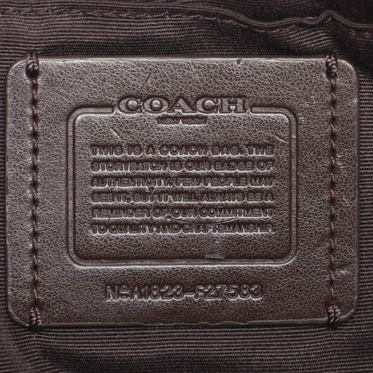 Pre Owned Coach Beige/Cream Signature Coated Canvas and Leather Mini Sierra Satchel