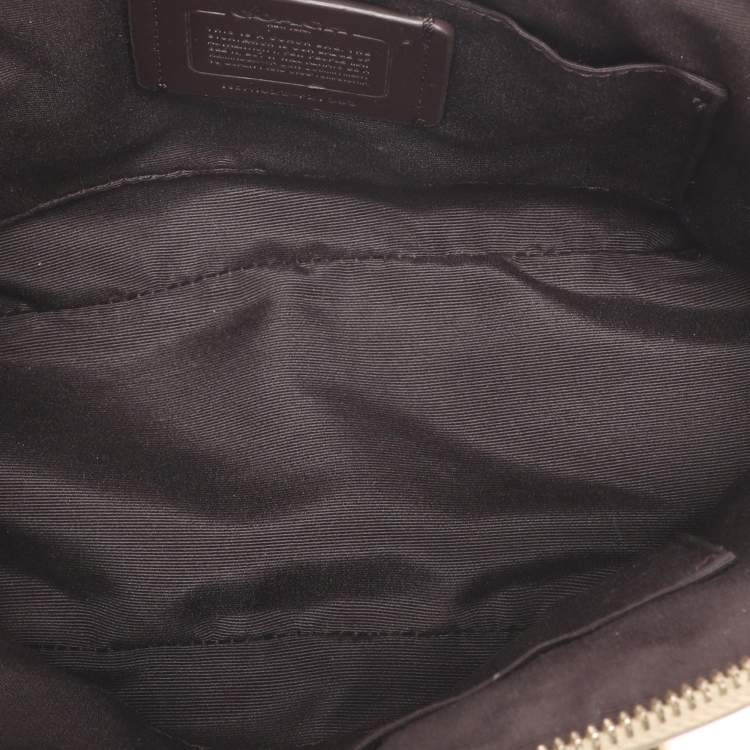 Pre Owned Coach Beige/Cream Signature Coated Canvas and Leather Mini Sierra Satchel