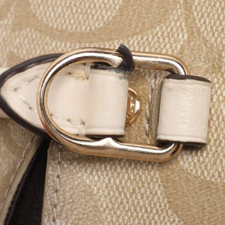 Pre Owned Coach Beige/Cream Signature Coated Canvas and Leather Mini Sierra Satchel