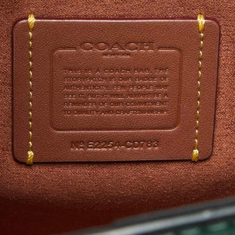 Pre Owned Coach Green Signature Embossed Leather Field Tote