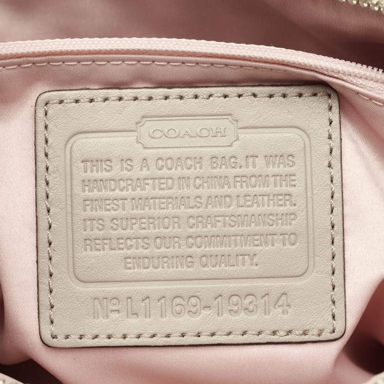 Pre Owned Coach Grey Woven Leather Kristin Hobo