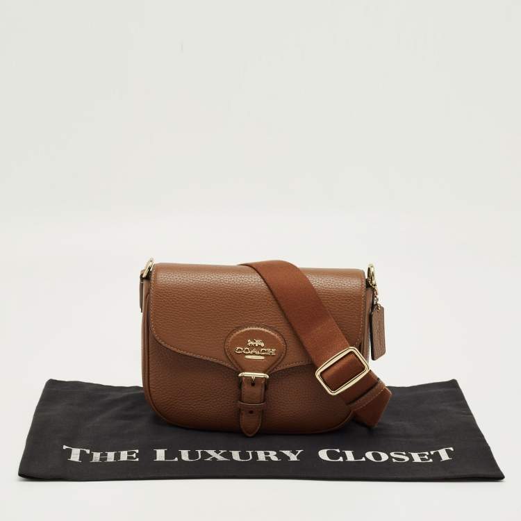 Pre Owned Coach Brown Leather Amelia Saddle Crossbody Bag