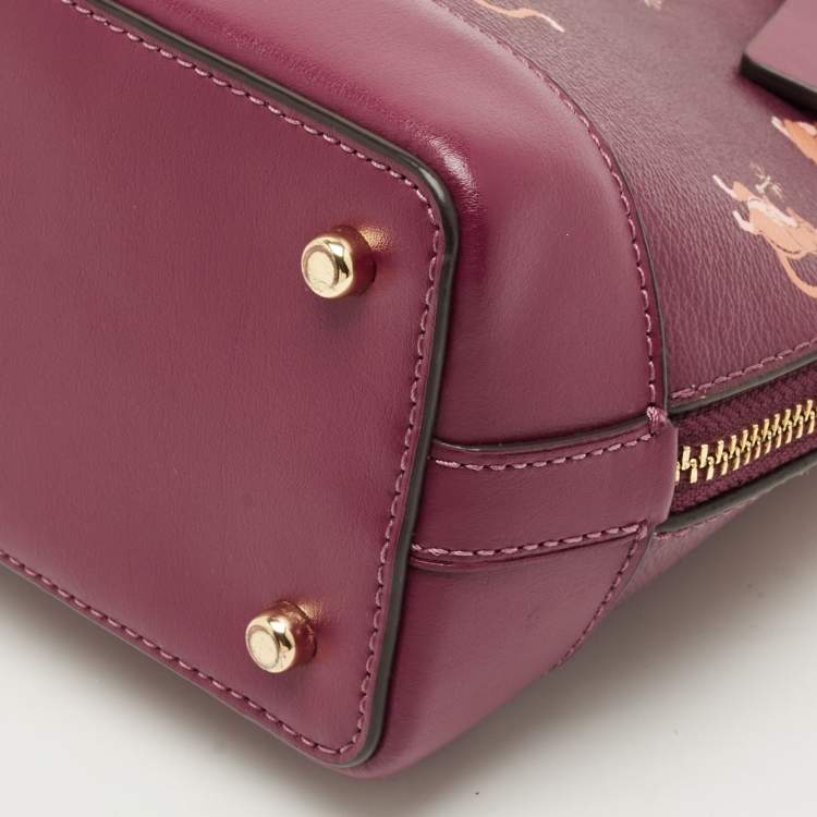 Pre Owned Coach Fuchsia Leather Mini Party Cat Sierra Satchel