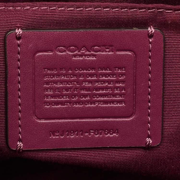 Pre Owned Coach Fuchsia Leather Mini Party Cat Sierra Satchel