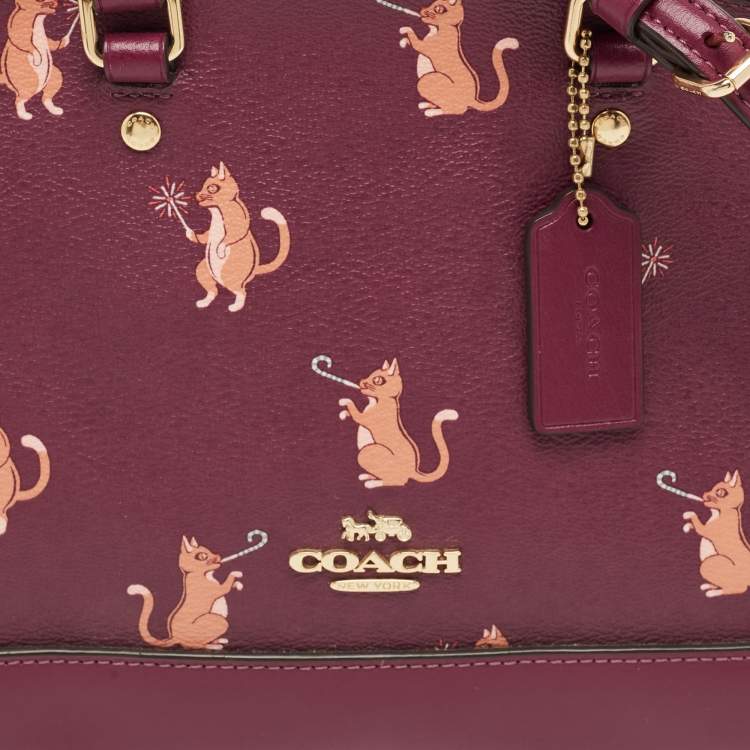 Pre Owned Coach Fuchsia Leather Mini Party Cat Sierra Satchel