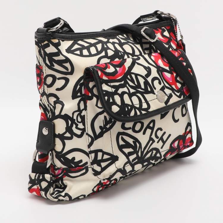 Pre Owned Coach Multicolor Graffiti Fabric Poppy Crossbody Bag