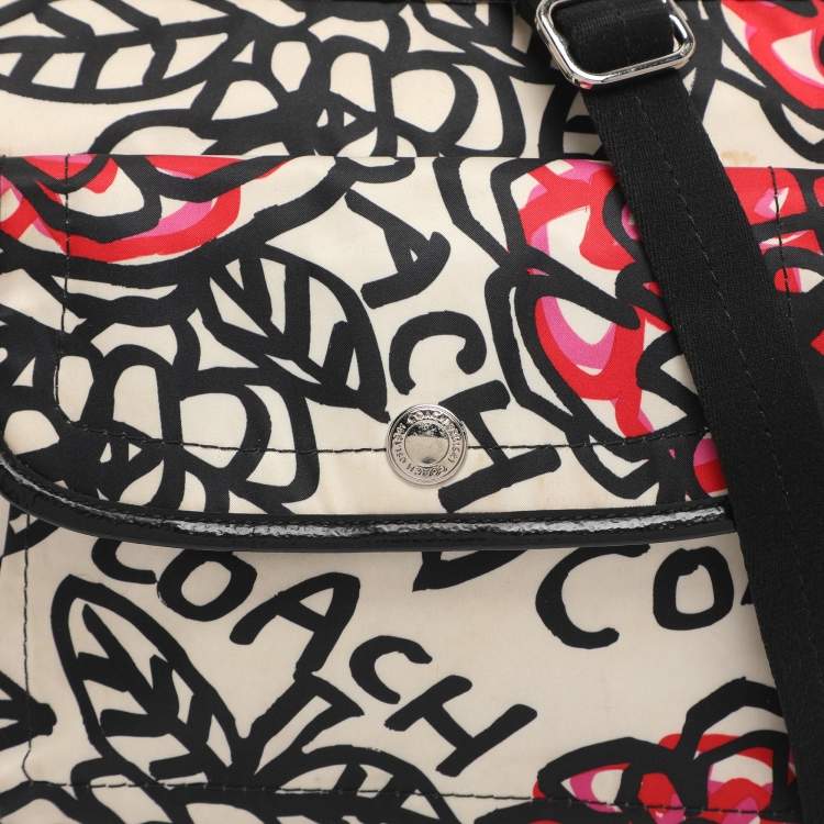 Pre Owned Coach Multicolor Graffiti Fabric Poppy Crossbody Bag