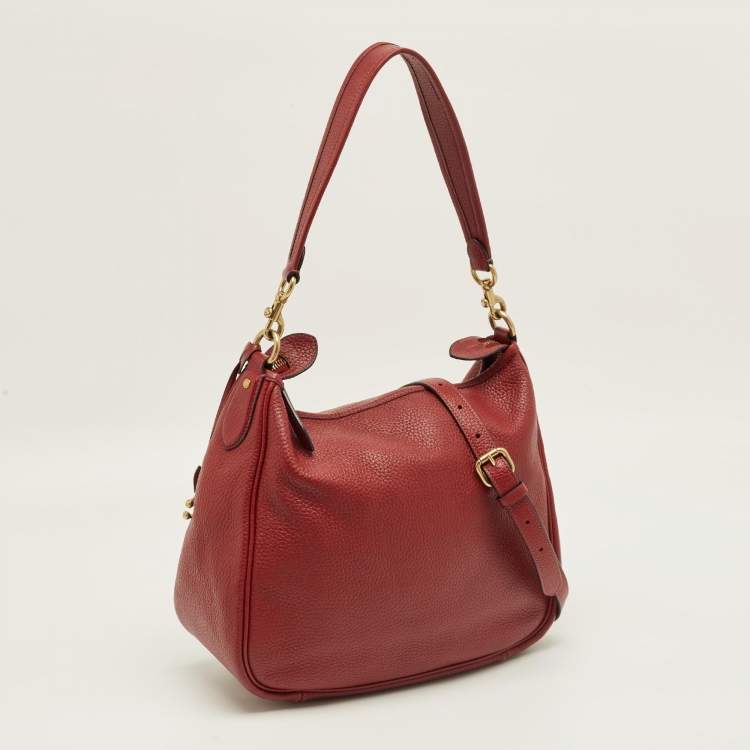 Pre Owned Coach Red Leather Cary Hobo