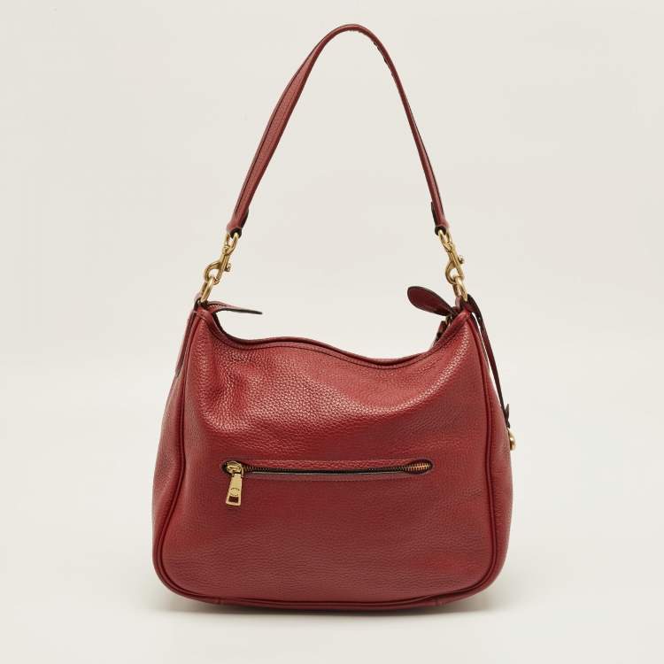 Pre Owned Coach Red Leather Cary Hobo