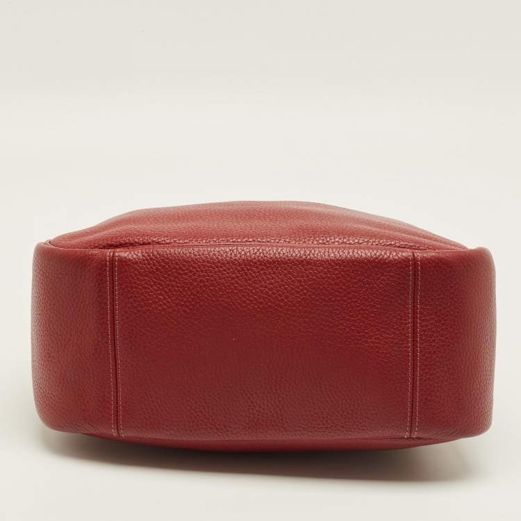 Pre Owned Coach Red Leather Cary Hobo