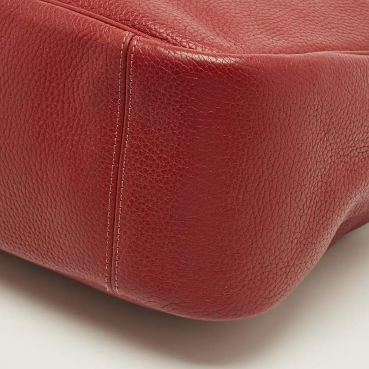 Pre Owned Coach Red Leather Cary Hobo