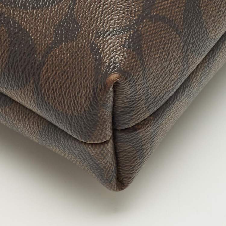 Pre Owned Coach Brown/Black Signature Coated Canvas File Crossbody Bag