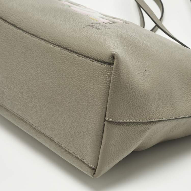 Pre Owned Coach x Gary Baseman Beige Leather Lou City Zip Tote