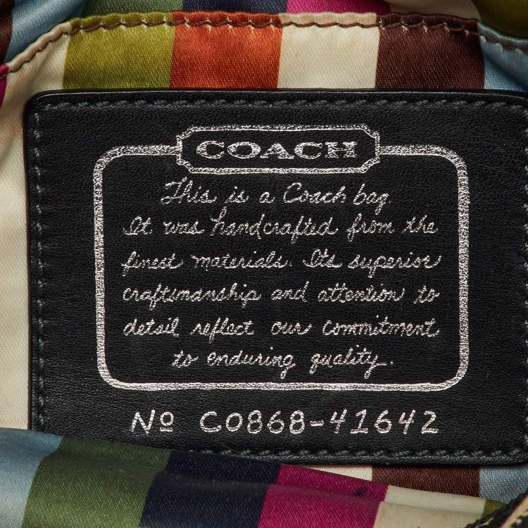 Pre Owned Coach Beige/Black Signature Canvas and Leather Shoulder Bag