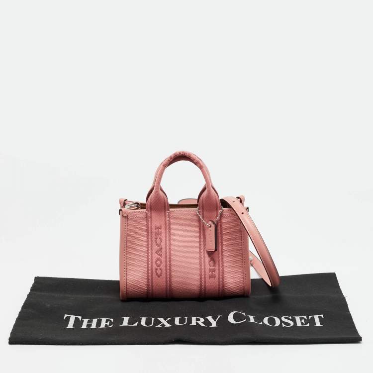 Pre Owned Coach Pink Canvas and Leather Mini Smith Tote