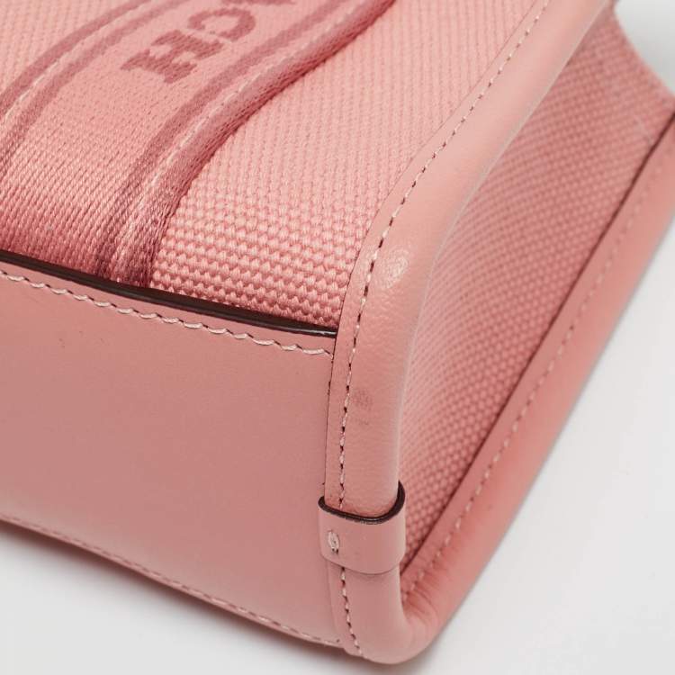 Pre Owned Coach Pink Canvas and Leather Mini Smith Tote