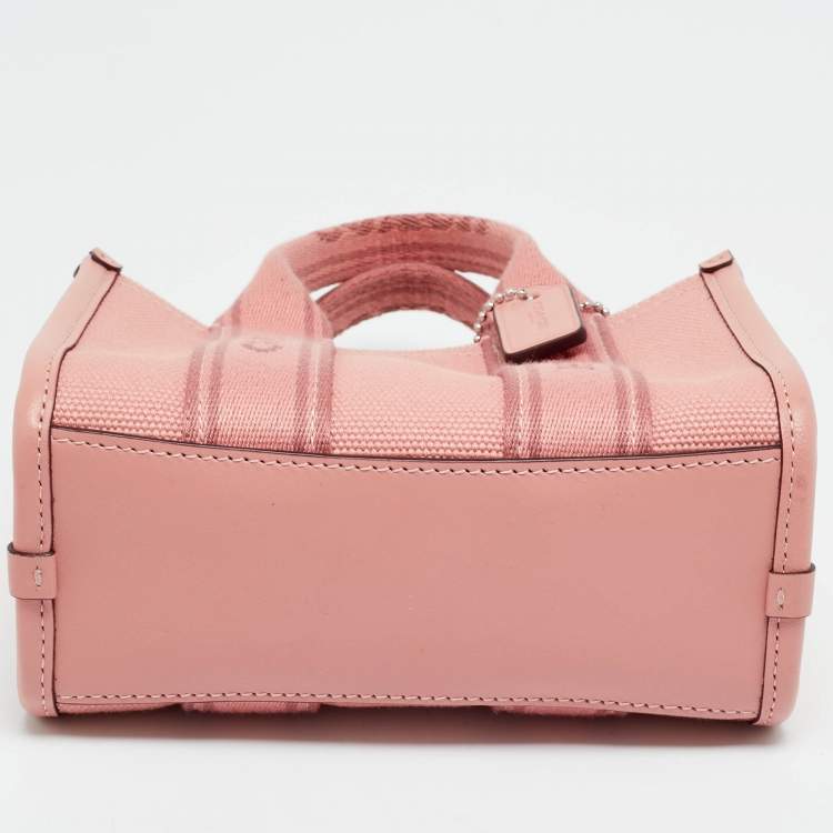 Pre Owned Coach Pink Canvas and Leather Mini Smith Tote