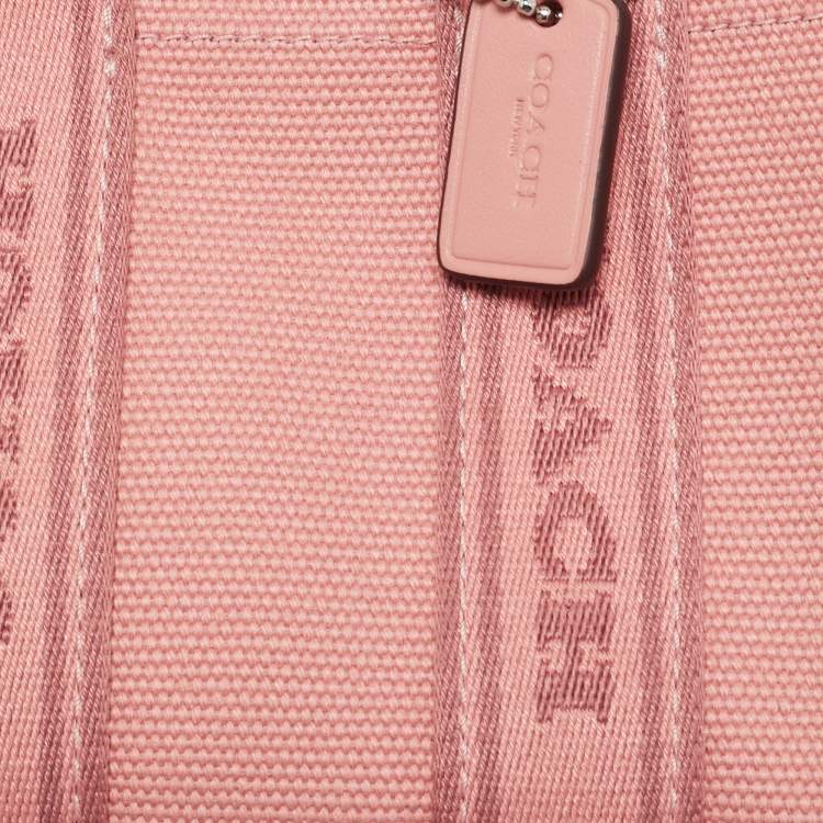 Pre Owned Coach Pink Canvas and Leather Mini Smith Tote