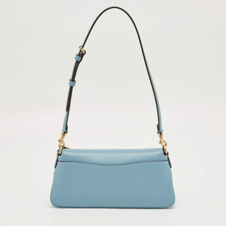 Pre Owned Coach Blue Leather Jet Shoulder Bag