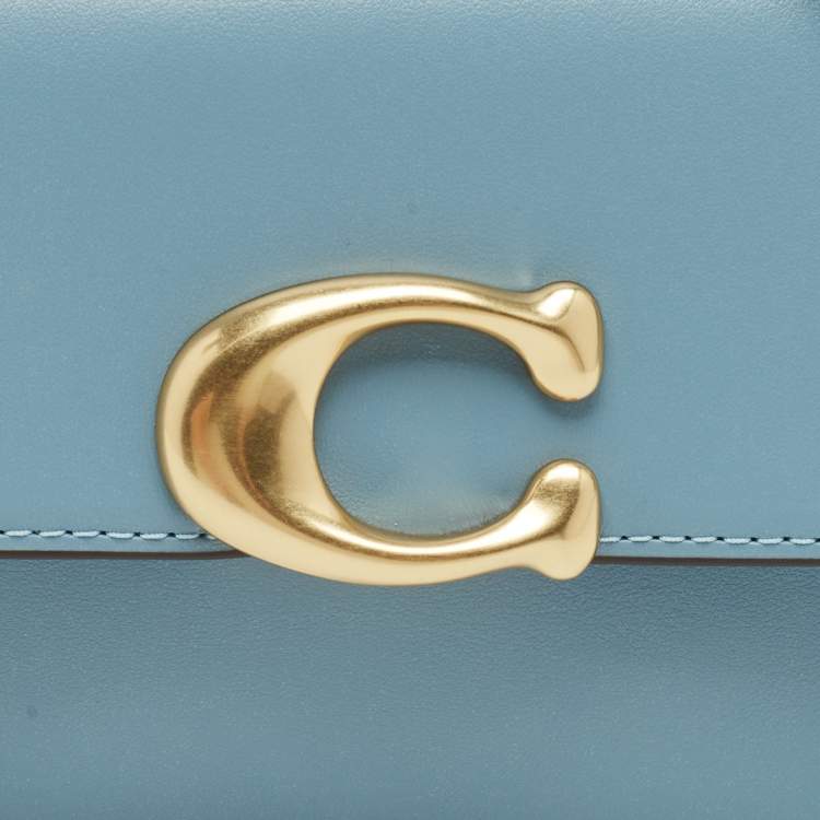Pre Owned Coach Blue Leather Jet Shoulder Bag