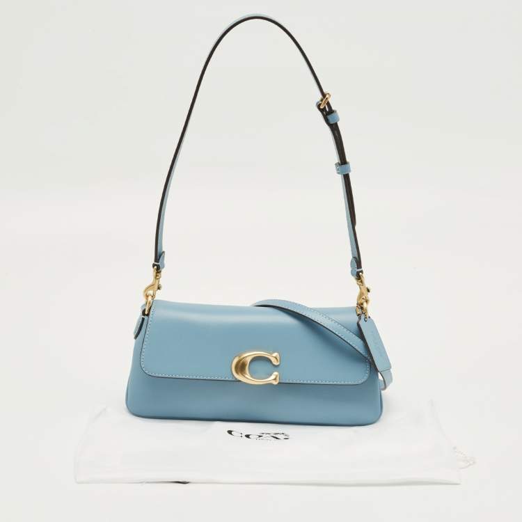 Pre Owned Coach Blue Leather Jet Shoulder Bag