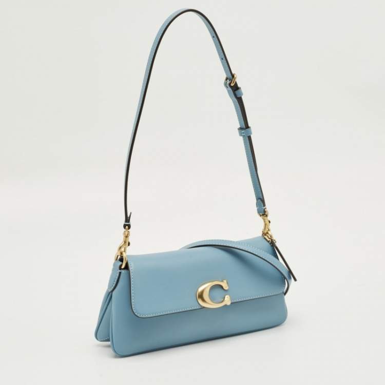 Pre Owned Coach Blue Leather Jet Shoulder Bag