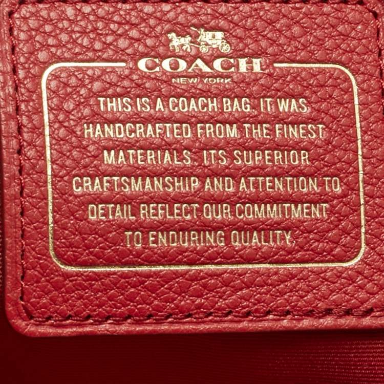 Pre Owned Coach Red Leather Central Tote