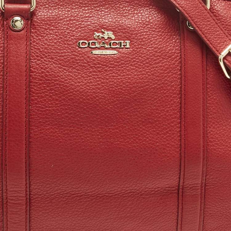 Pre Owned Coach Red Leather Central Tote