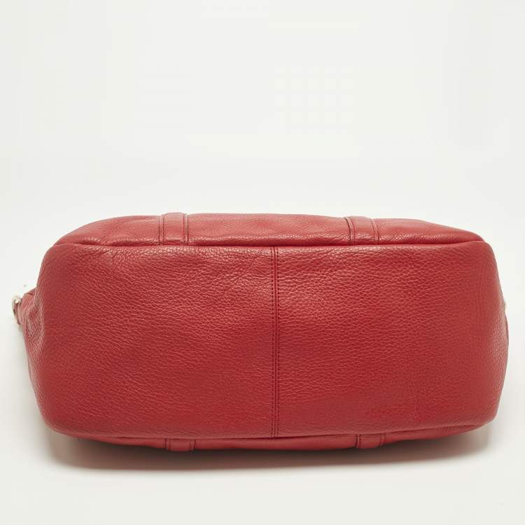 Pre Owned Coach Red Leather Central Tote
