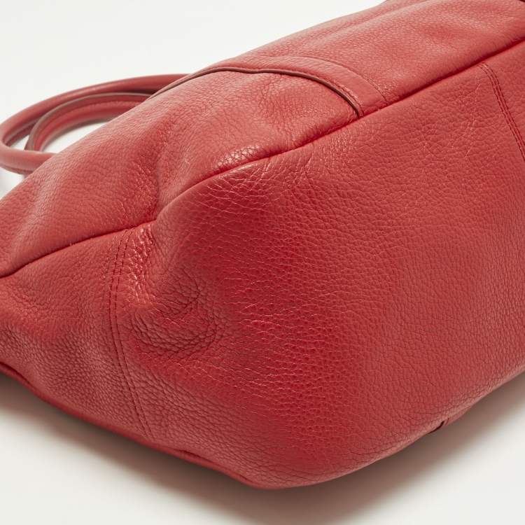 Pre Owned Coach Red Leather Central Tote