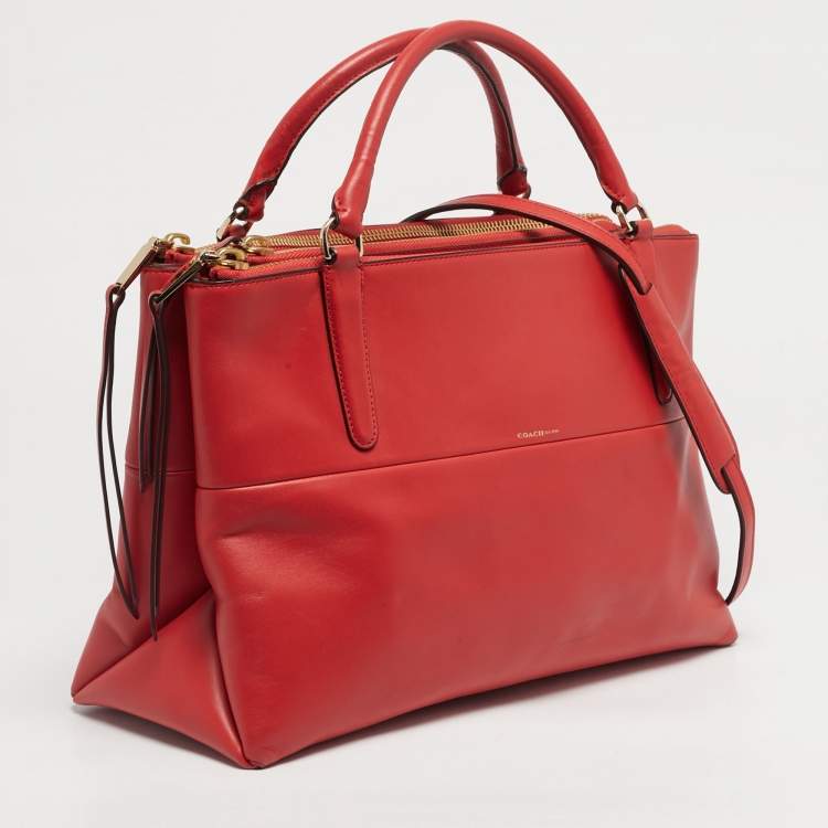 Pre Owned Coach Red Leather Borough Tote