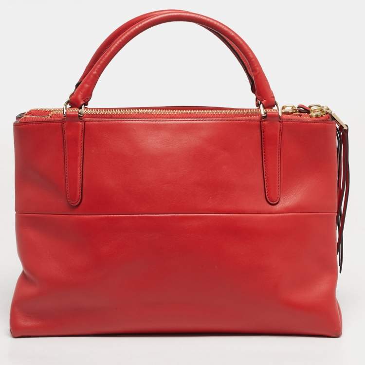Pre Owned Coach Red Leather Borough Tote