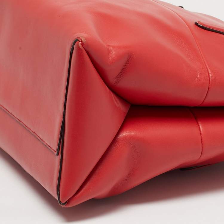 Pre Owned Coach Red Leather Borough Tote