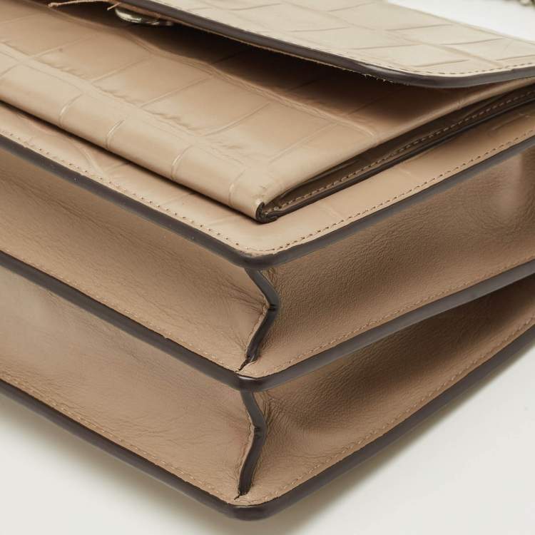 Pre Owned حقيبة كروس بودي كوتش كلير جلد بيج بنقشة الكروكو